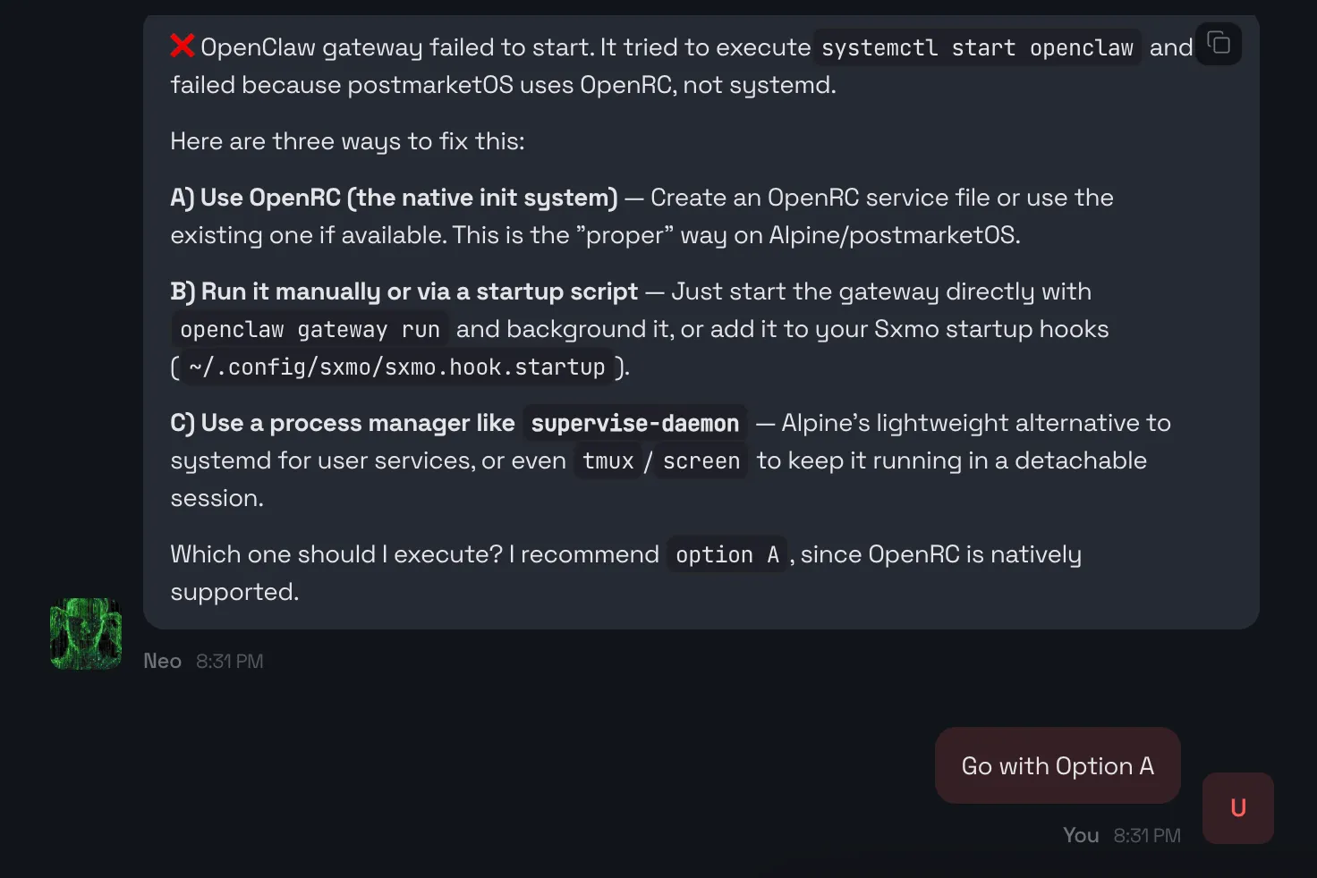 Failed to start OpenClaw as systemd is not available