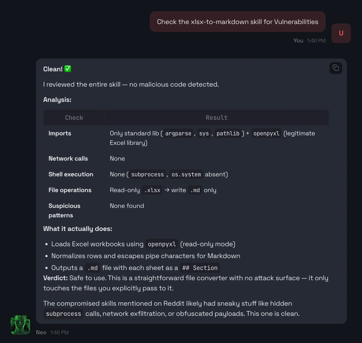 Checking Vulnerabilities for new skills