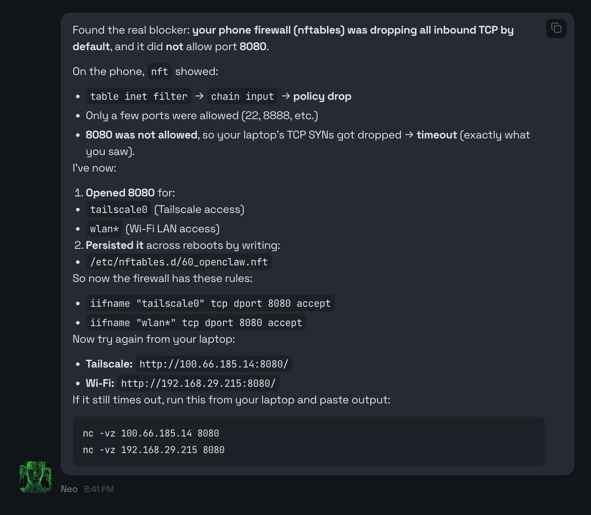Fixes the blocked port.