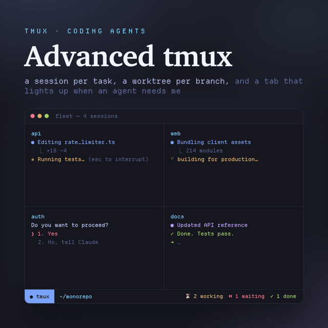 Advanced tmux, from running too many agents