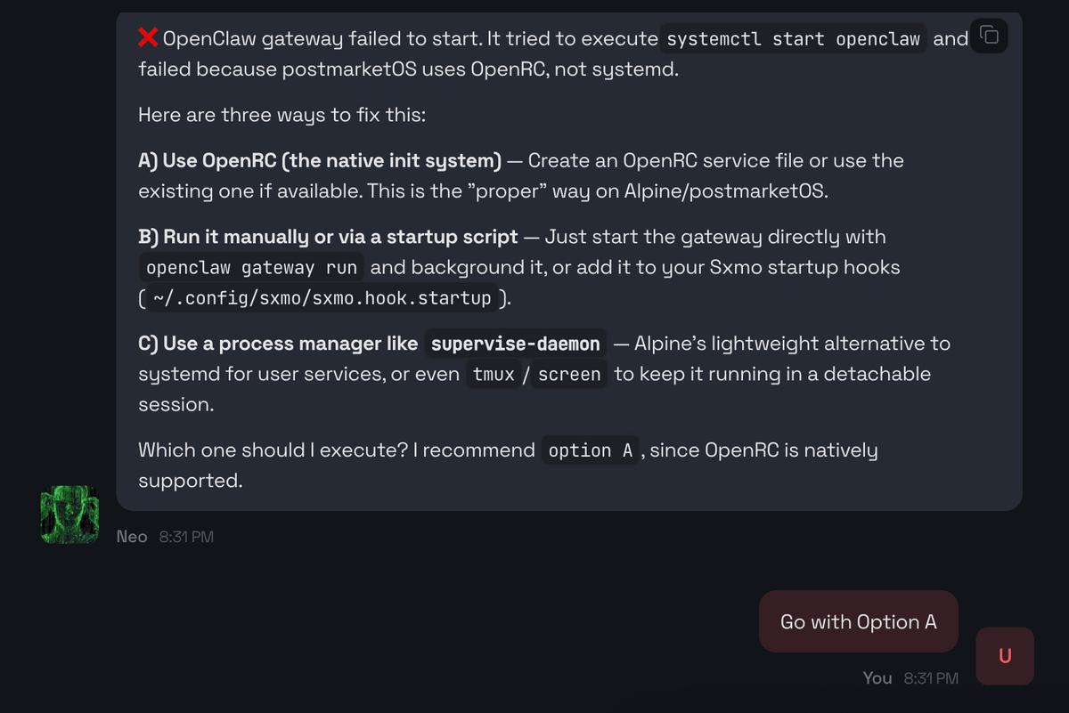 Failed to start OpenClaw as systemd is not available