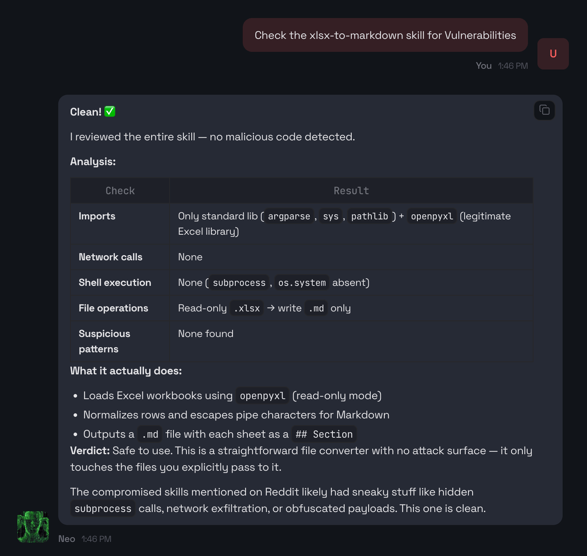 Checking Vulnerabilities for new skills
